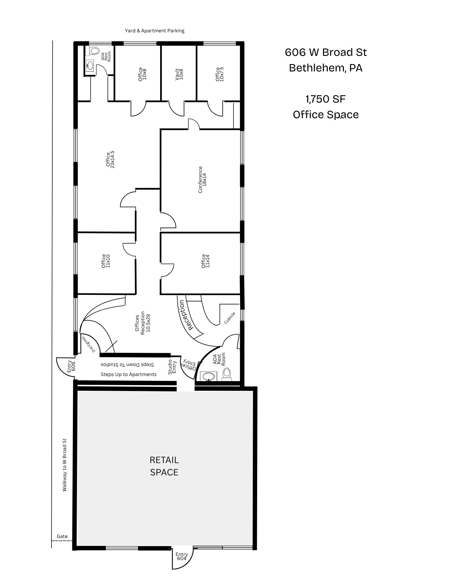 606 W Broad St, Bethlehem, Pennsylvania 18018, ,Office,For Lease,606 W Broad St,1189